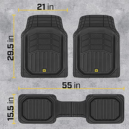Cat® CAMT-9013 (3-Piece) Heavy Duty Deep Dish Rubber Floor Mats, Trim to Fit for Car Truck SUV & Van, All Weather Total Protection Durable Liners Black, 29.5" L x 21" W x 1" Th - color: Black, style: CAMT-9013