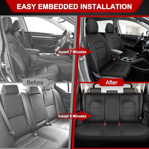TTX LIGHTING Front Seat Covers for Hyundai Tucson 2016-2019 2020 2021 Seat Covers Waterproof Breathable Faux Leather Custom Fit Car Protector Cushion Accessories(2 Seats,Black) - size: 14.Tucson 2016-2021 Only 2PCS Front