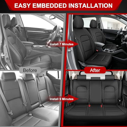 TTX LIGHTING Front Seat Covers for Hyundai Tucson 2016-2019 2020 2021 Seat Covers Waterproof Breathable Faux Leather Custom Fit Car Protector Cushion Accessories(2 Seats,Black) - size: 14.Tucson 2016-2021 Only 2PCS Front