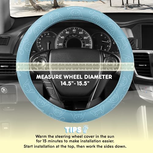 Cinnamoroll Steering Wheel Cover, Official Sanrio Car Steering Wheel Cover with Universal Size 14.5-15.5, Cute Blue for Women, Cinnamoroll Car Accessories (Cinnamoroll Blue Monogram) - style: Cinnamoroll Blue Monogram