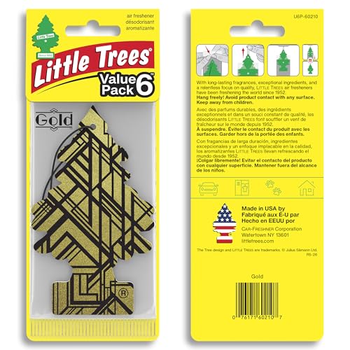 LITTLE TREES Car Air Freshener | Hanging Tree Provides Long Lasting Scent for Auto and Home | 24 Air Fresheners |Gold - color: Gold, size: 6 Count (Pack of 4)