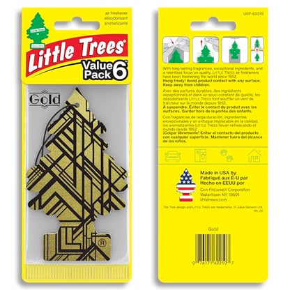LITTLE TREES Car Air Freshener | Hanging Tree Provides Long Lasting Scent for Auto and Home | 24 Air Fresheners |Gold - color: Gold, size: 6 Count (Pack of 4)