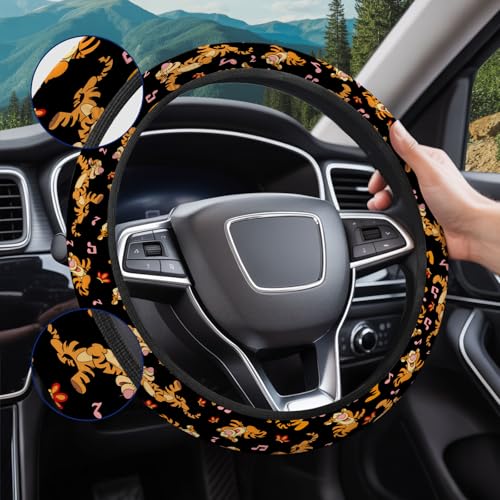 Cartoon Tiger Steering Wheel Cover, Non Slip Polyester Car Wheel Protector for Car SUV Truck, Universal 15 Inch