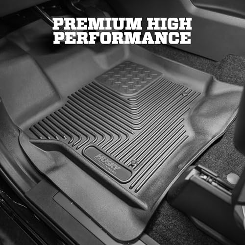 Husky Liners X-act Contour Floor Mats | Fits 2008-2017 Buick Enclave; 2009-2017 Chevrolet Traverse; 2007-2017 GMC Acadia (2017 Limited Only); 2007-2010 Saturn Outlook | Front Row, 2-pc Black - 53141