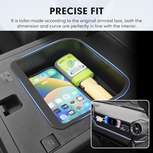 Autorder 2PCS Center Console Organizer for 2024-2026 Toyota Land Cruiser Prado 250 LC250 Accessories Armrest Storage Box Silicone Dash Organizer Center Console Insert Tray with Anti-Slip Mat - size: 2024-2026 Toyota Land Cruiser 2PCS