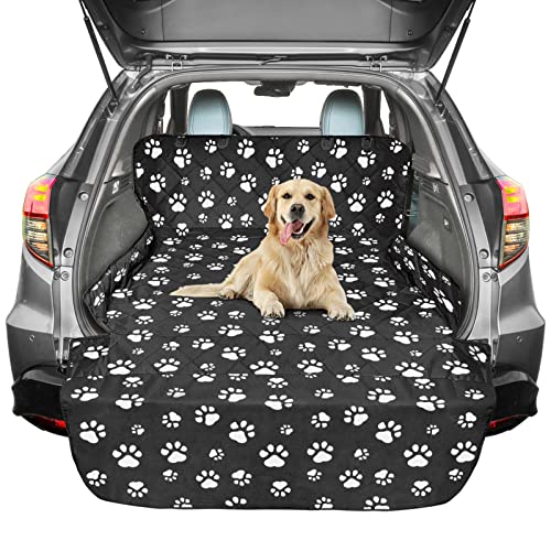 F-color SUV Cargo Liner for Dogs, Water Resistant Pet Cargo Cover Dog Seat Cover Mat for SUVs Sedans Vans with Bumper Flap Protector, Non-Slip, Large Size Universal Fit, Paw Print - color: Paw Print, size: Standard: 55" x 91"