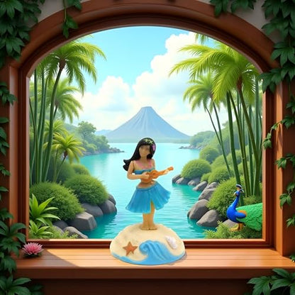Blue Solar Powered Dancing Figures Decoration -Hawaii Shaking Head Ornaments Hula Girl -Car Dashboard Interior Decoration Desktop Ornaments,Solar Power Kits Learning and Education