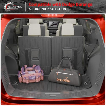 Floor Mats Compatible with 2016-2025 2026 Dodge Durango 6 Seats Cargo Mat Back Seat Protector Trunk Liner 2024 Durango Accessories (Fit 6 Seats, 3rd Row Backrest Mats+Trunk Mat+Floor Mats) - style: For Dodge Durango 6-Seater | 2016-2026