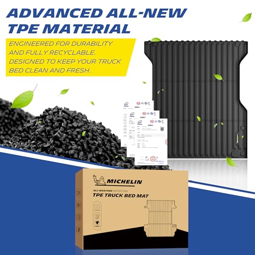 MICHELIN Truck Bed Mat for 2024 2025 2026 Toyota Tacoma - 5 FT / 60.3" Short Bed (Not Fit Drop-in Liners), All-Weather Truck Bed Liner, Custom Fit, Durable TPE Bedliner, Non-Slip - size: 1) Tacoma | 24-26 | 5 FT
