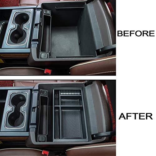 Compatible with (2014 2015 2016 2017 2018) Chevy Silverado/GMC Sierra， (2015-2020) Chevy Suburban/Tahoe/GMC Yukon Center Console Organizer Tray Accessories - Full Console w/Bucket Seats ONLY