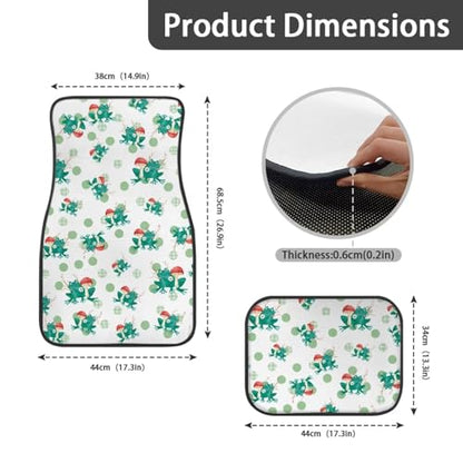 Auto Front & Rear Floor Carpets Mushroom Frog Green Dots Car Floor Mats 4 Pieces Set Universal Fit 95% Automotive,SUVS,Sedan,Vans - color: Mushroom Frog Green Dots