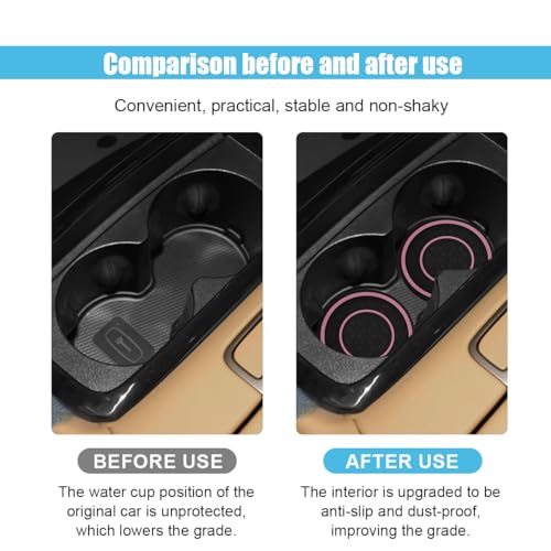 2PCS Car Cup Holder Coasters, 2.75 Inch Auto Non-Slip Anti Dust Cup Mats, Console Cup Holder Insert Coaster Auto Insulated Mats, Universal Interior Accessories for Most Cars (Pink) - color: Pink