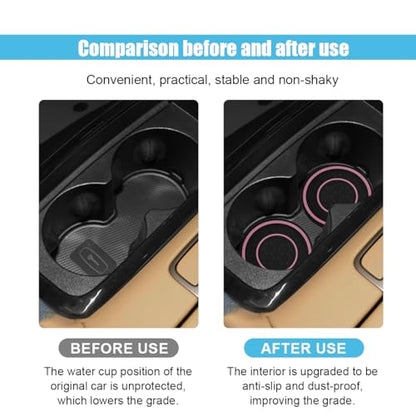 2PCS Car Cup Holder Coasters, 2.75 Inch Auto Non-Slip Anti Dust Cup Mats, Console Cup Holder Insert Coaster Auto Insulated Mats, Universal Interior Accessories for Most Cars (Pink) - color: Pink