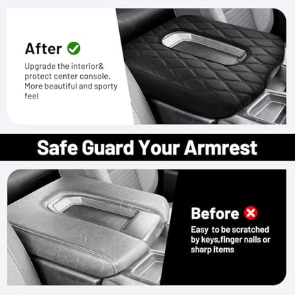 Autorder Center Console Cover for 2019-2025 Chevrolet Chevy Silverado&GMC Sierra 1500 2500 3500HD Accessories Leather Armrest Cover Anti-Scratch Middle Console Pad for Pet(Fit Jump Seat Console) - size: 2019-2025 Chevy Silverado