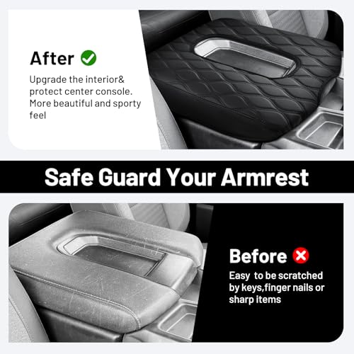 Autorder Center Console Cover for 2019-2025 Chevrolet Chevy Silverado&GMC Sierra 1500 2500 3500HD Accessories Leather Armrest Cover Anti-Scratch Middle Console Pad for Pet(Fit Jump Seat Console) - size: 2019-2025 Chevy Silverado