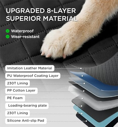 MADE 4 PETS Dog Car Seat Cover for Back Seat - Back Seat Extender for Dogs, Holds 400lbs, Waterproof & Non-Slip Dog Hammock for Car, 8-Layer Hard Bottom with PE Foam, Easy to Install & Clean