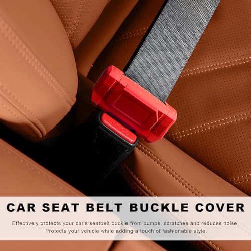 2 PCS Car Seat Belt Buckle Covers, Anti-Scratch Silicone Auto Seatbelt Clips Protector, Universal Seat Belt Buckle Protective Sleeve for SUVs Vans Trucks, Car Accessories (Red) - color: Red