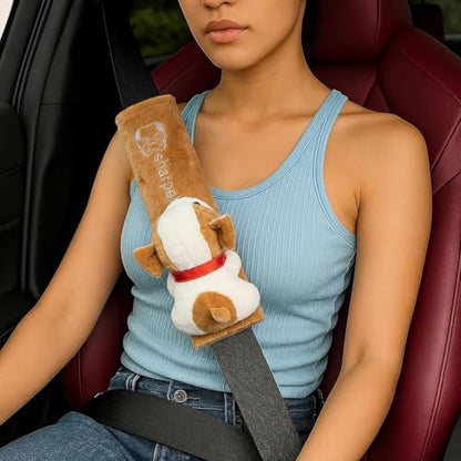 UNICOLD 2-Pack Ultra-Soft Short Plush Seatbelt Cover, Cute Animal Edition – Cloud-Like Shoulder Pad for a Comfy Ride for Adults & Kids (B-Dog) - style: B-Dog
