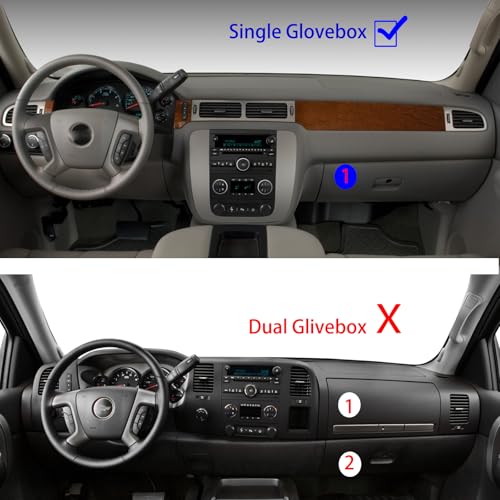 Dashboard Dash Cover Mat Carpet Compatible with 07-14 Chevy Tahoe Suburban Denali Avalanche GMC Yukon/XL,07-13 Chevy Silverado Sierra Without Dash Speaker and Only One Glove Box(07-14 Brown)