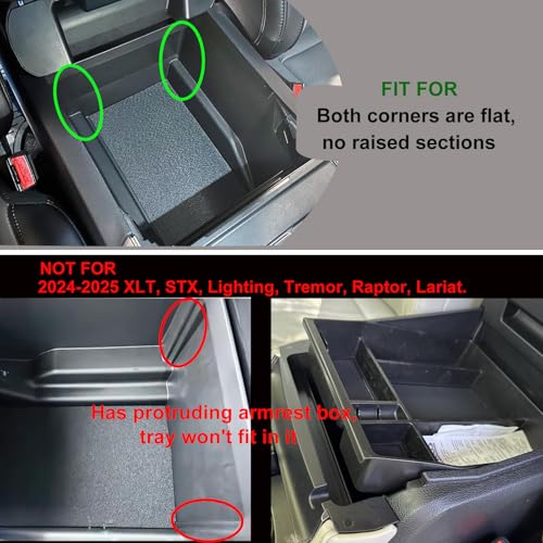Center Console Organizer Compatible with 2021 2022 2023 2024 Ford F150 Interior Accessories, Armrest Box Insert Storage Tray (Full Console w/Bucket Seats ONLY) Black Trim