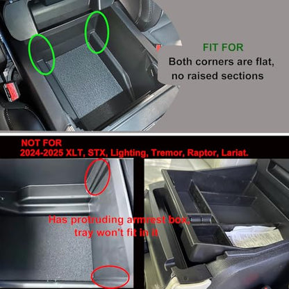 Center Console Organizer Compatible with 2021 2022 2023 2024 Ford F150 Interior Accessories, Armrest Box Insert Storage Tray (Full Console w/Bucket Seats ONLY) Black Trim