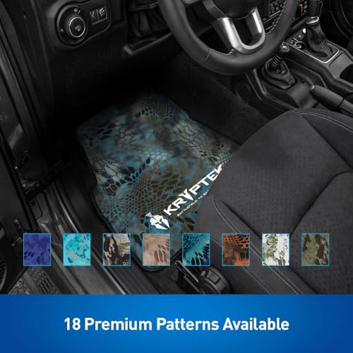 Coverking Universal Car Floor Mats Set of 2 (Front Driver and Passenger) Kryptek Neptune Camo - All-Weather Protection for Mud, Dirt, Rain, Spills, Non-Slip Backing, Fits Cars Trucks SUVs Jeeps - style: Kryptek Neptune