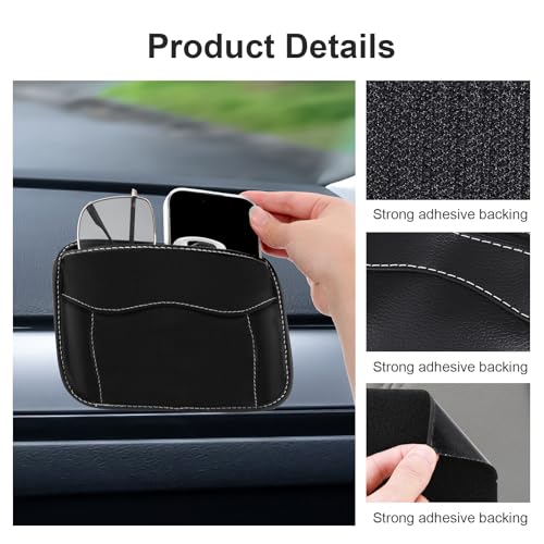 Car Seat Side Pocket Organizer, PU Leather Small Car Storage Pocket Bag, Automotive Gap Organizer Bag Seat Gap Filler for Phone, Keys, Registration (Black)