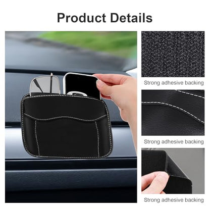 Car Seat Side Pocket Organizer, PU Leather Small Car Storage Pocket Bag, Automotive Gap Organizer Bag Seat Gap Filler for Phone, Keys, Registration (Black)