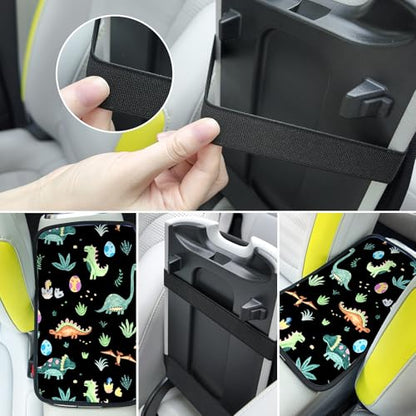 Car Armrest Box Pad,Cute Dinosaur Car Armrest Pad Car Armrest Cover Protector for Most Vehicle, SUV, Truck, Car - color: Cute Dinosaur