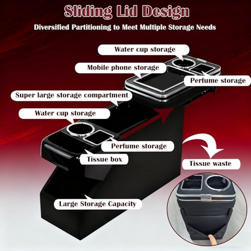 Truck Center Console Organizer Between Seat for Minivans, SUVs, Middle Van Bench Organizer for Floor Between The Back Seat Console 18 Wheelers with Sliding Lid Design - size: 18 Wheelers with Sliding Lid Design