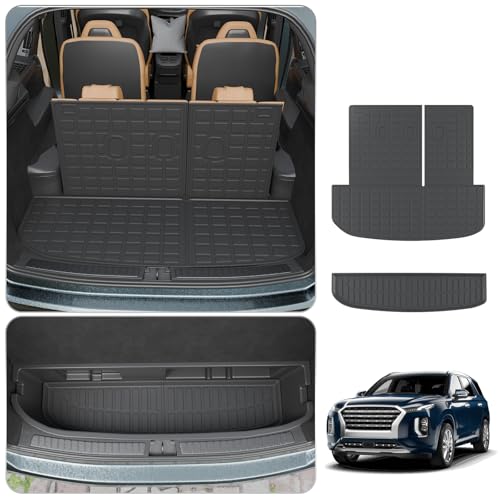 Cargo Mat Compatible with 2020-2025 Hyundai Palisade Trunk Liner Cargo Liner Lower Truck Mat Back Seat Cover Protector 2024 Palisade Accessories (Trunk Mat with Backrest Mat+Sub Truck Mat) - style: For Hyundai Palisade | 2020-2025