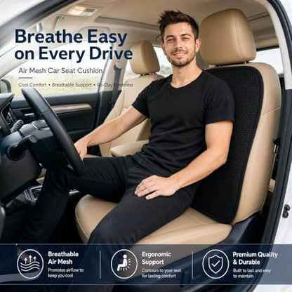 acdiac Summer Cool 3D Air Mesh Breathable Vented Car Seat Cushion Pad,Universal Auto Back Cooling Ventilated Seat Cover for Car SUV Truck Van Pickup for Driving Seat(Black, 1 Pack Back Cushion) - size: 1 pack back cushion