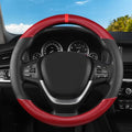 Black & Red Carbon Fiber Leather Steering Wheel Cover, 14.5-15 Inch Non-Slip Breathable Microfiber Leather Car Steering Wheel Protector for Men Women - color: Carbon Fiber - Black & Red