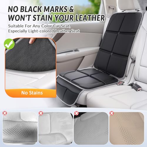 Gimars Car Seat Protector, 2 Pack, XL Thicken EPE Cushion Waterproof 600D Fabric Car Seat Cover for Child Car Seat with Nonslip Backing Mesh Pockets for Baby SUV Sedan Truck Leather Seats, Black-Gray - color: B-2PACK