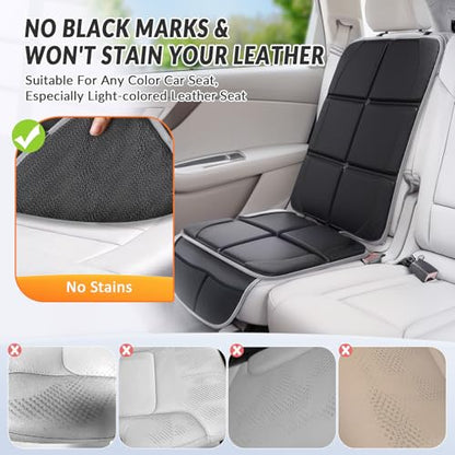 Gimars Car Seat Protector, 2 Pack, XL Thicken EPE Cushion Waterproof 600D Fabric Car Seat Cover for Child Car Seat with Nonslip Backing Mesh Pockets for Baby SUV Sedan Truck Leather Seats, Black-Gray - color: B-2PACK