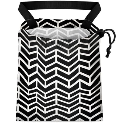 Car Trash Bag Hanging Back of Seat Waterproof Small Cute Printed One-Handed Strap Drawstring Garbage Bags for Car-Black White - color: Black White Car Trash Bag