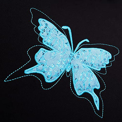 Flying Banner Butterfly car seat Covers ful Set Fashion Universal Lady Woman Female Rear Bench Split Colorized (Mint Blue, 2 Fronts - Lace) - color: Mint Blue Lace, size: 2 Fronts
