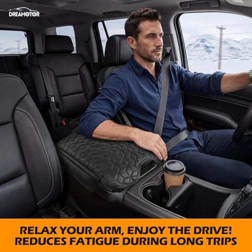 Center Console Cover Compatible with 2013-2018 Ram 1500 & 2019-2024 Ram 2500/3500/1500 Classic Model Jump Seat Accessories, ArmRest Cover Lid with Pocket, Middle Console Covers Pad Cushion - size: 2013-2018 Dodge Ram-Jump Seat Console