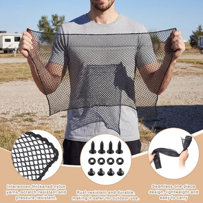 Rv Screen Door Protector, Lightweight Foldable Nylon Mesh Door Guard, 24.2-20.2 Inch, Scratch-Resistant Cover for Dogs & Kids, Easy Install Travel-Friendly Camper Entrance Protection, Black