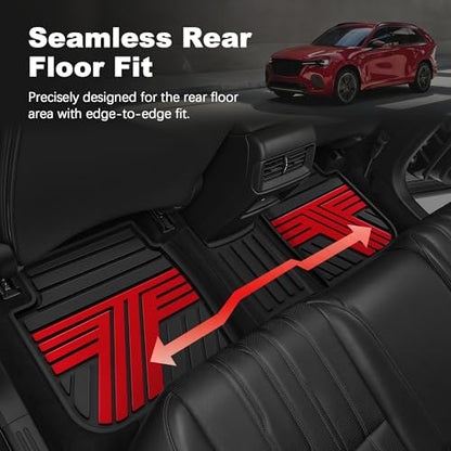 All Weather Floor Mats Custom Fit for Mazda CX-5 2017-2025 Waterproof Heavy Duty Anti-Slip Car Mats, 1st & 2nd Row Black & Red - color: Red