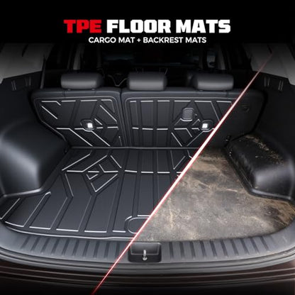 TPE Floor Mats Set for Hyundai Tucson 2021 2020 2019 2018 2017 2016, All Weather TPE Custom Fit Floor Liners & Cargo Liner & Backrest Mats, Car Floor Mats Accessoires.