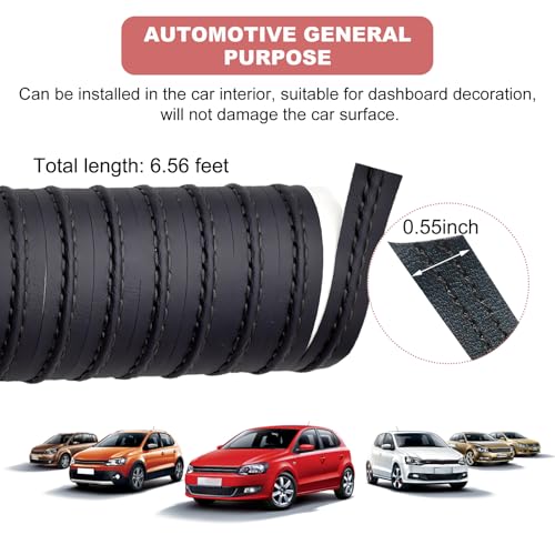Car Interior Trim Strips, Automotive Flexible Leather Moulding Line for Door Panel Gap, Universal DIY Decorative Dashboard Line Strip Fit Cars Trucks SUVs, Car Accessories (Black)