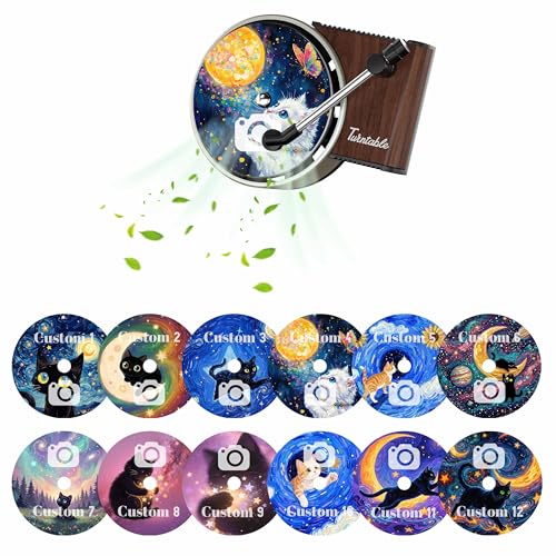 Maicican 12 PCS Starry Sky Cat Car Air Freshener Vent Clip, Cute Car Air Freshener with Record Player Design, Unique Car Accessories and Decor for Music Lovers or Cat Lover (Customized White A) - color: Customized White A