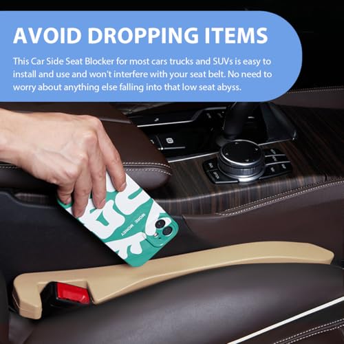 2 PCS Car Seat Gap Filler, PU Leather Car Seat Side Gap Filler to Fill The Gap Between Seat and Console, Universal Car Seat Gap Filler to Prevent Item from Falling for Most Vehicles (Beige) - color: Beige