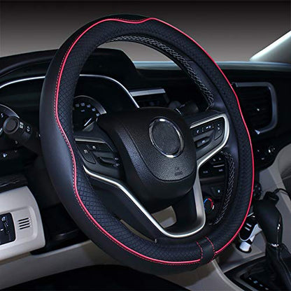 Mayco Bell 2019 New Microfiber Leather Car Extra Large Steering Wheel Cover for Big Trucks (17'', Red) - color: Black Red, size: 17''