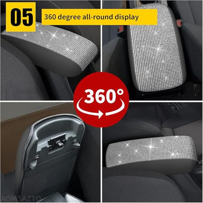 AOMSAZTO Bling Crystal Diamond Console Covers for 2012-2015 Honda Civic Leather Armrest Covers - color: Bling color