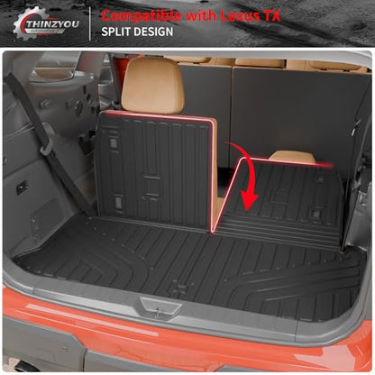 Floor Mats Compatible with 2024 2025 2026 Lexus TX350 TX500h TX550h+ 6&7 Seats Cargo Mat Trunk Liner Back Seat Cover All Weather TX Accessories (Floor Mats+Trunk Mat with Backrest Mat) - style: For Lexus TX | 2024-2026