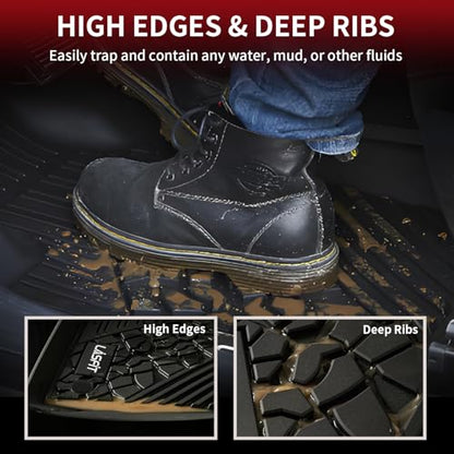 LASFIT Floor Mats for Jeep Gladiator JT 2020-2025 2026 All Weather TPE Custom Fit Pickup Truck Mats Floor Liners 1st & 2nd Row, Black - style: Gladiator 2020-2026 Floor Mats