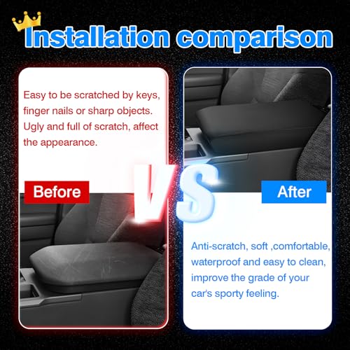 Autorder Center Console Cover for 2024-2025 2026 Toyota Land Cruiser LC250 Accessories Armrest Cover Anti-Scratch Middle Console Pad Leather Armrest Protector - size: 24-26 Land Cruiser