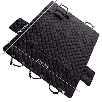 XXL Extra Wide (63”) & Extra Long (94”) with Floor Coverage Dog Seat Cover for Trucks, SUVs & Cars – Heavy Duty, Pet Hammock, Washable + Pet Travel Bowl - color: Black